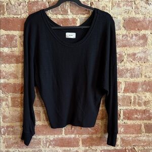 Joah Brown Slouchy Dolman Longsleeve - Black Rib Sweater Knit - one size